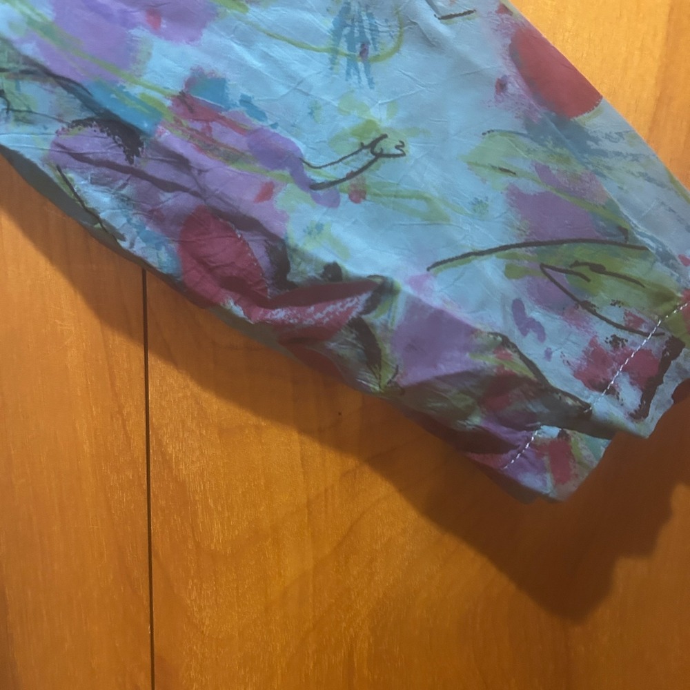 Click by Color Me Cotton Blouse Size L Cotton Made in USA Blue Floral Fairy - Picture 3 of 9